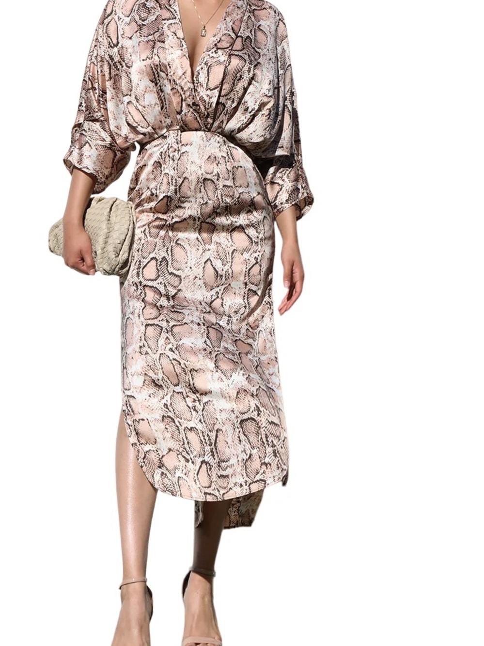 Snake Print Midi Dress in Neutral Tones